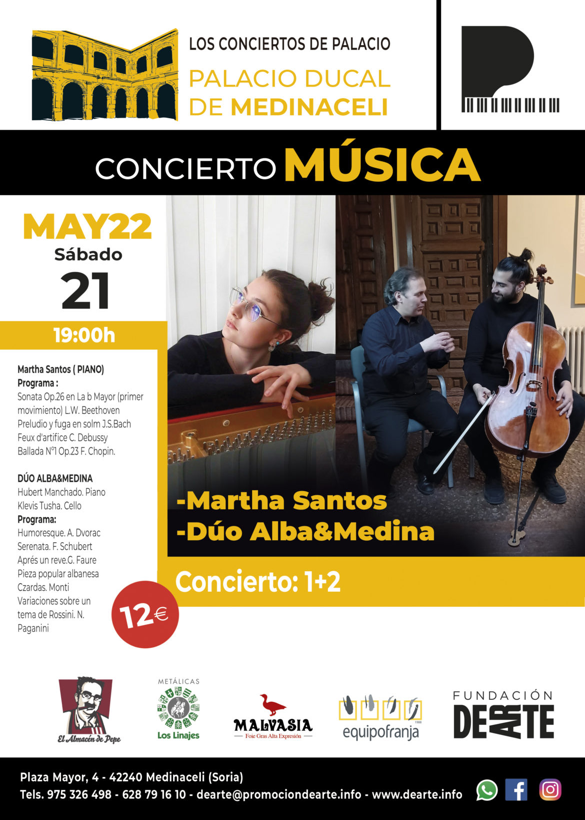 Concierto de música 1+2 : Martha Santos y Dúo Alba&Medina