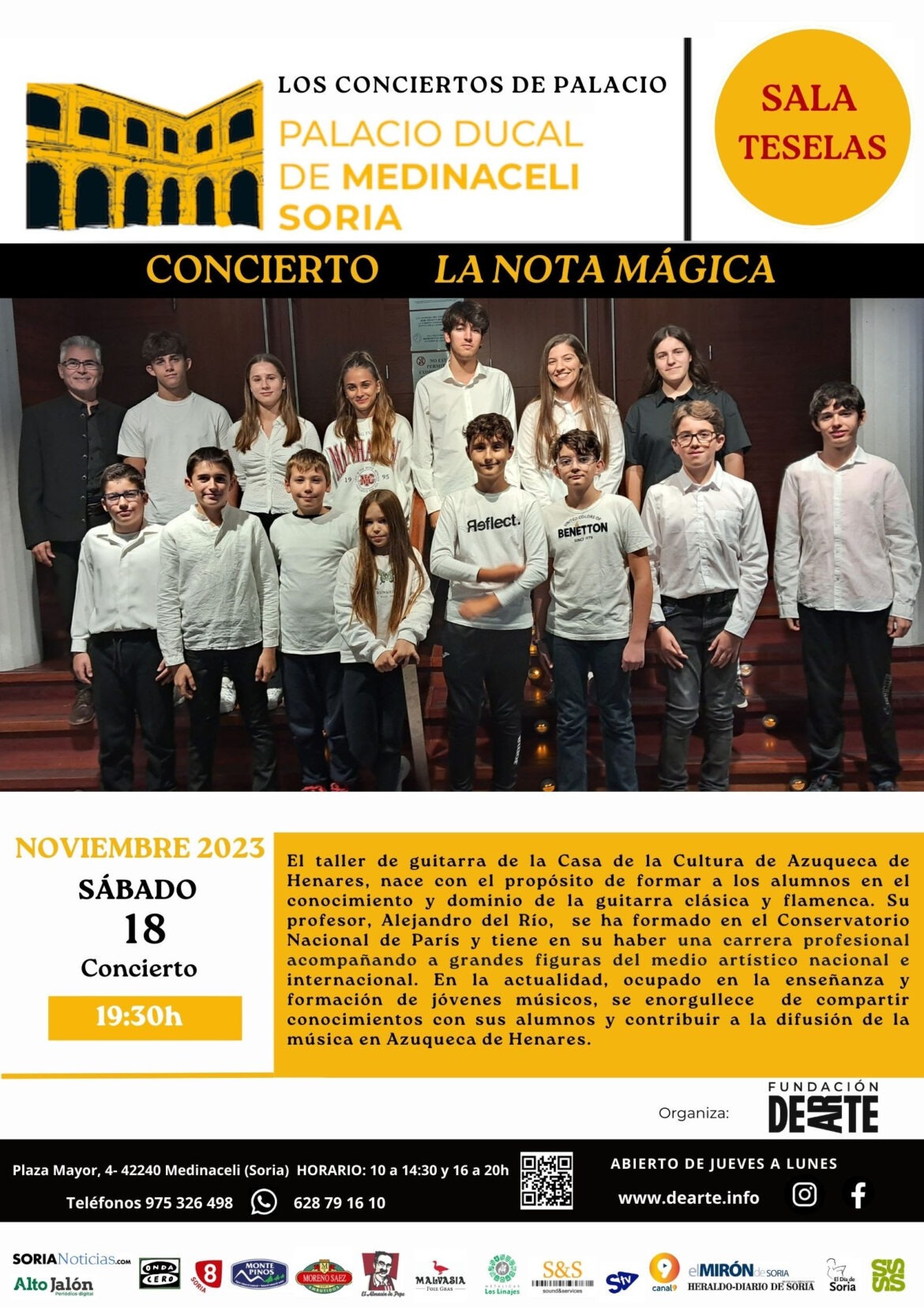 Concierto “LA NOTA MÁGICA”. Sábado 18 noviembre, 19:30h. Sala Teselas. Palacio Ducal Medinaceli.