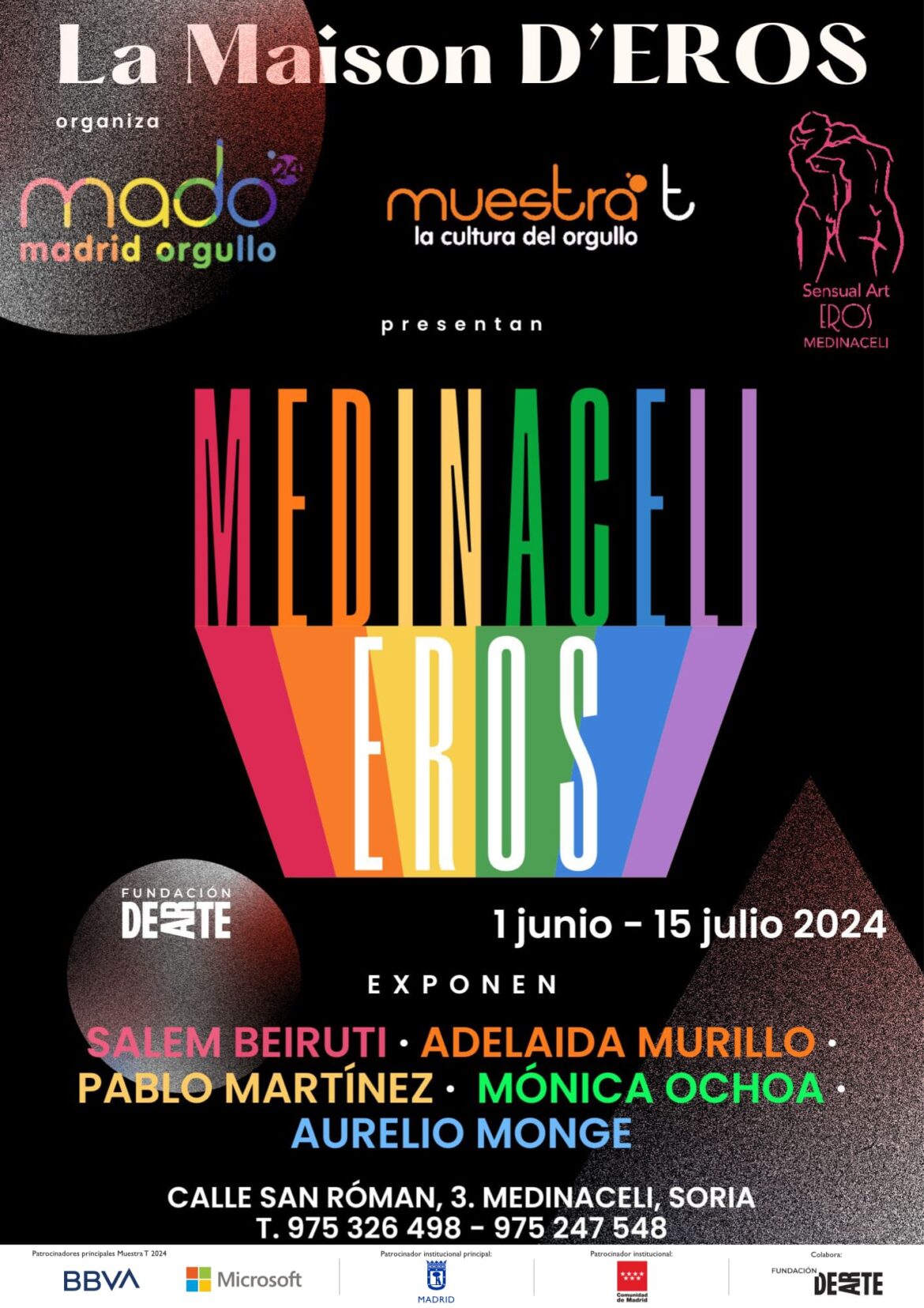 Muestra-t y La Maison D’Eros, Fundación DEARTE, organizan «Medinaceli Eros». A partir del 1 de junio. En el Ágora La Maison D’Eros, Medinaceli. Villa Histórica.