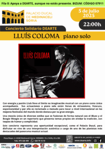Lluís Coloma en Medinaceli interpretando boogie woogie en el Palacio Ducal, concierto piano solo 2025.
