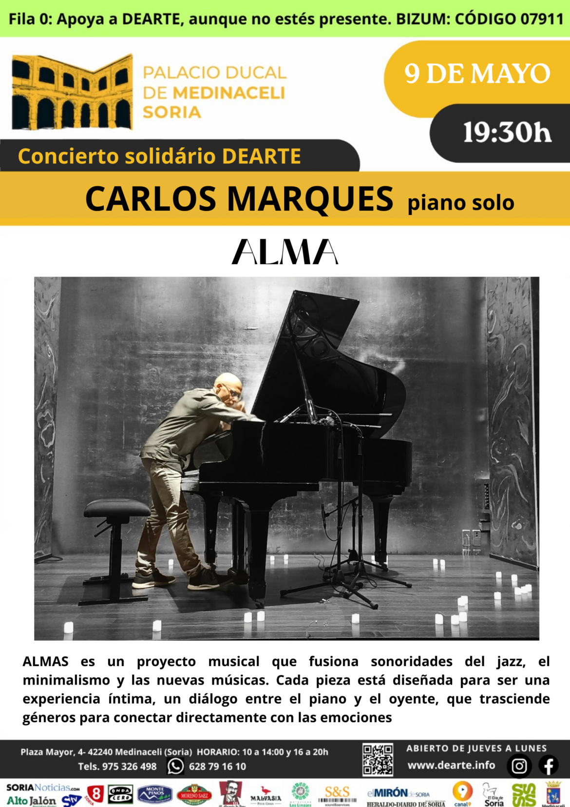 Concierto “Almas” de Carlos Marques – 9 de mayo en el Palacio Ducal de Medinaceli