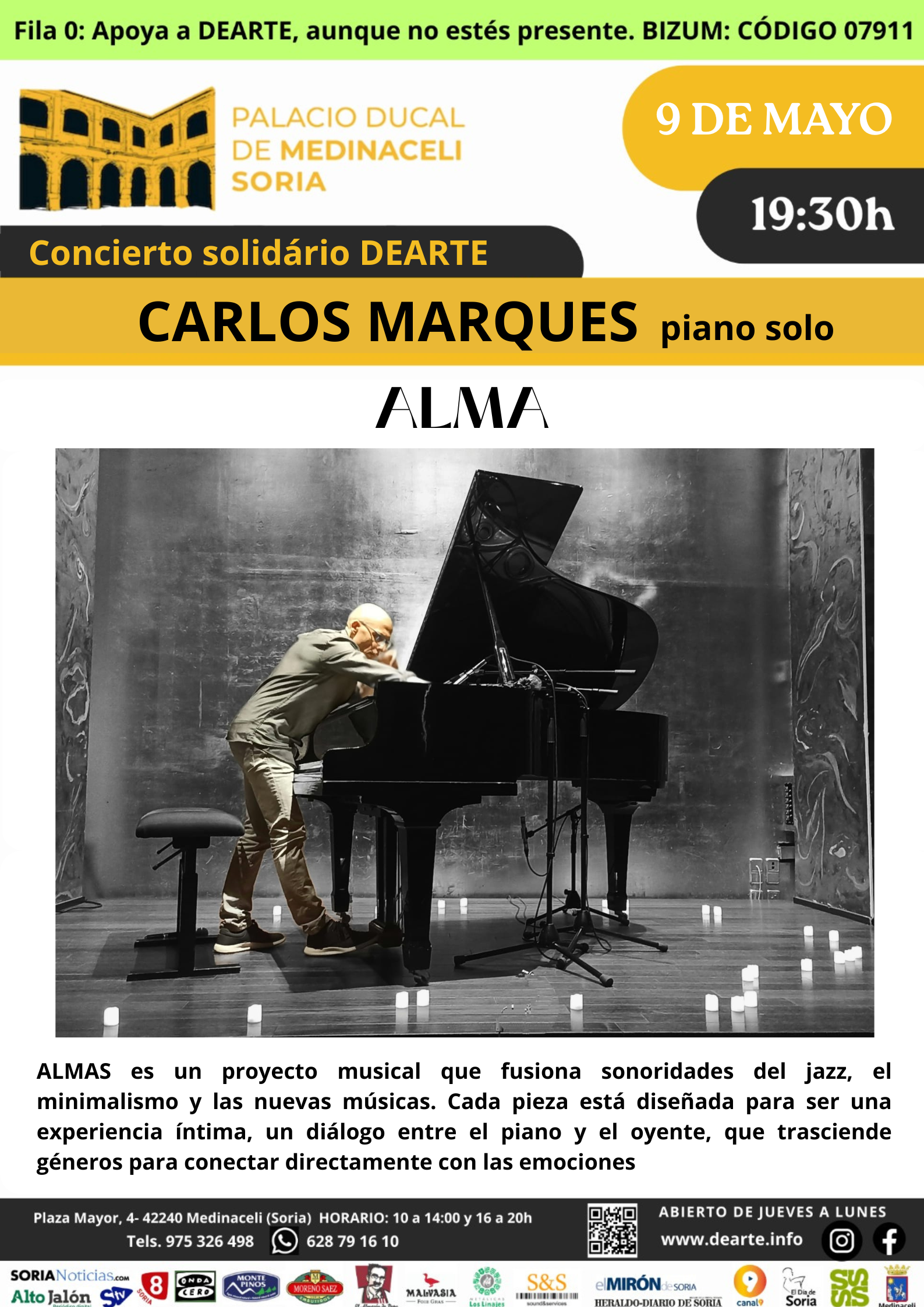 Concierto “Almas” de Carlos Marques – 9 de mayo en el Palacio Ducal de Medinaceli